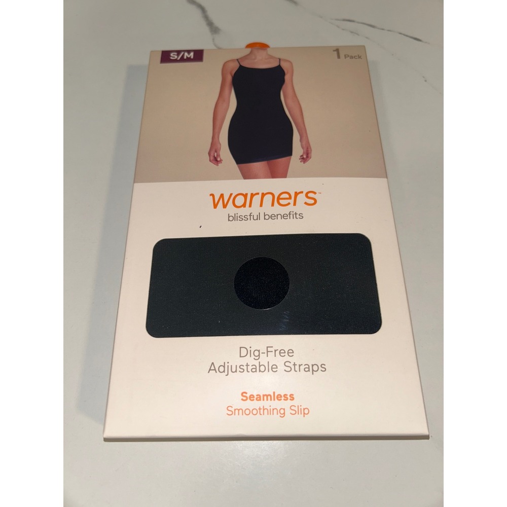 Warners Blissful Benefits Womens S/M Black Seamless Smoothing Slip Slimming